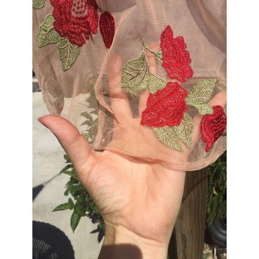 Disney sleeveless blouse XS extra small sheer fairy princess whimsical red peach - Picture 5 of 11